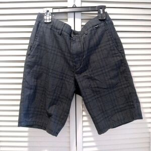 Mens Dress Shorts, Hurley, Charcoal & Black Grid, Size 31